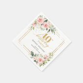 Chic waterverf blush rozen goud 40e verjaardag servet (Hoek)