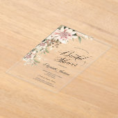 Chic Waterverf Boho Flowers Vrijgezellenfeest Acryl Uitnodigingen (Laagn)