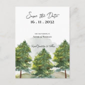 Chic  Waterverf Bomen Landschap Wedding Aankondigingskaart (Voorkant)