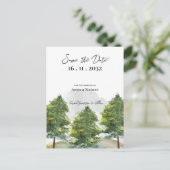 Chic  Waterverf Bomen Landschap Wedding Aankondigingskaart (Staand voorkant)