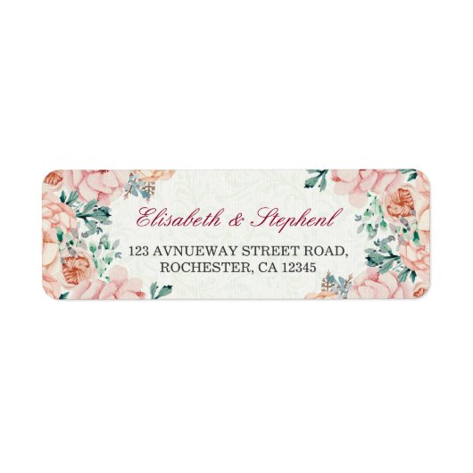 Chic Waterverf Botanical Floral Wedding Address Etiket (Voorkant)