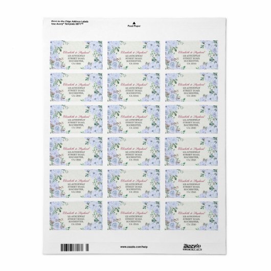 Chic Waterverf Botanical Floral Wedding Address Etiket (Full Sheet)