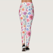 Chic Waterverf Botanische Bloemen Leggings (Achterkant)