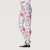 Chic Waterverf Botanische Bloemen Leggings (Links)