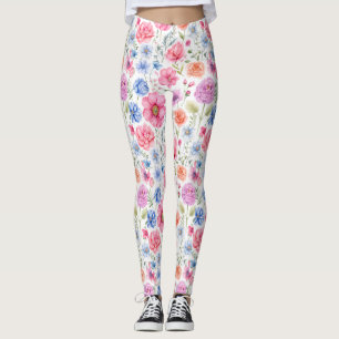 Chic Waterverf Botanische Bloemen Leggings