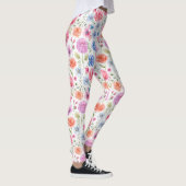 Chic Waterverf Botanische Bloemen Leggings (Rechts)