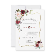 Chic Waterverf Bourgondië Blush Bloemen Gouden bru