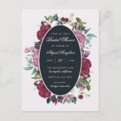 Chic Waterverf Burgundy Floral Vrijgezellenfeest Uitnodiging Briefkaart (Voorkant)