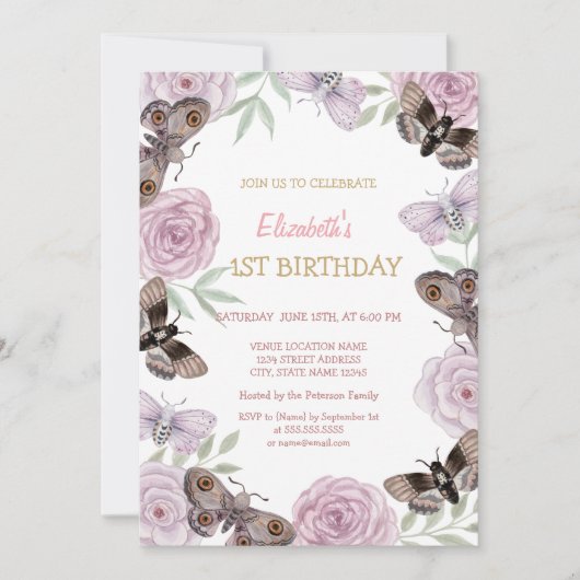 Chic Waterverf Butterflies Stripes Verjaardag Kaart (Voorkant)