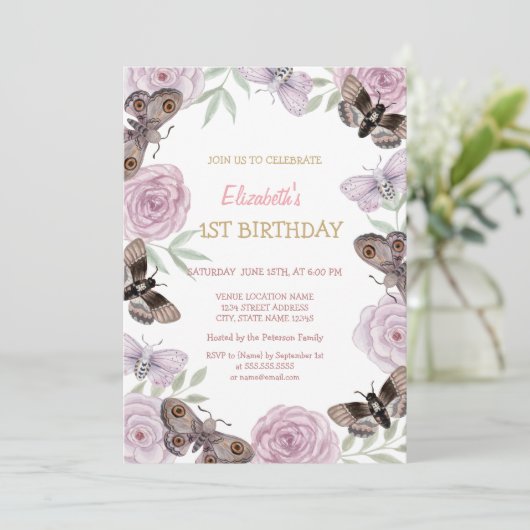 Chic Waterverf Butterflies Stripes Verjaardag Kaart (Staand voorkant)