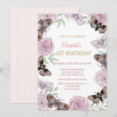 Chic Waterverf Butterflies Stripes Verjaardag Kaart (Voorkant / Achterkant)