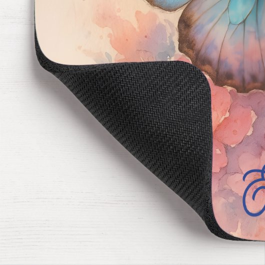 Chic Waterverf Butterfly Floral Aangepaste naam Muismat (Hoek)