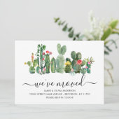 Chic Waterverf Cactus We hebben New Home Moving Aankondiging (Staand voorkant)