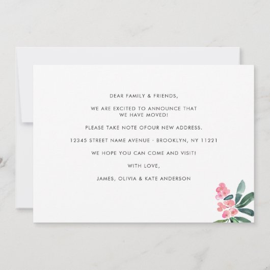 Chic Waterverf Cactus We hebben New Home Moving Aankondiging (Achterkant)