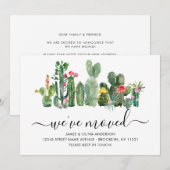 Chic Waterverf Cactus We hebben New Home Moving Aankondiging (Voorkant / Achterkant)