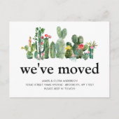 Chic Waterverf Cactus We hebben New Home Moving Aankondigingskaart (Voorkant)