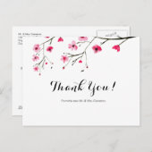 Chic waterverf Cherry Blossom Wedding Bedankt Briefkaart (Voorkant / Achterkant)