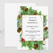 Chic Waterverf Christmas Greenery Vrijgezellenfees Kaart (Voorkant / Achterkant)