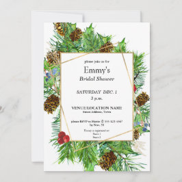 Chic Waterverf Christmas Greenery Vrijgezellenfees Kaart