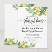 Chic Waterverf Citroen Proefhuwelijksdiner Kaart (Voorkant / Achterkant)