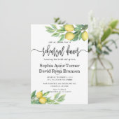 Chic Waterverf Citroen Proefhuwelijksdiner Kaart (Staand voorkant)