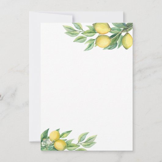 Chic Waterverf Citroen Proefhuwelijksdiner Kaart (Achterkant)