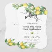 Chic Waterverf Citroen Tropisch Handschrift Huweli Kaart (Voorkant / Achterkant)