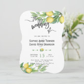 Chic Waterverf Citroen Tropisch Handschrift Huweli Kaart (Staand voorkant)