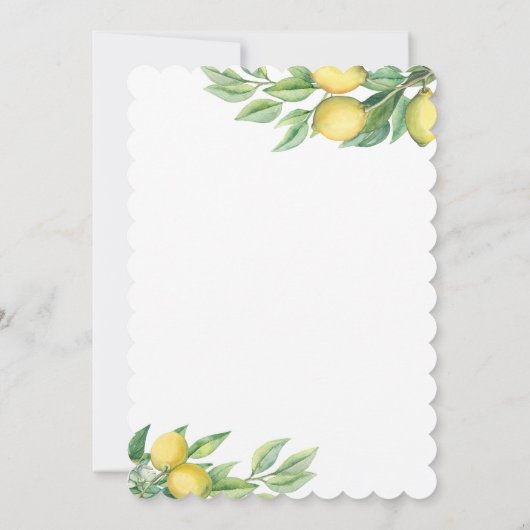 Chic Waterverf Citroen Tropische Eerste Communie Kaart (Achterkant)