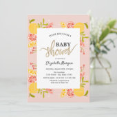 Chic Waterverf Citrus Lijst Baby shower Kaart (Staand voorkant)