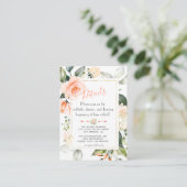 Chic Waterverf Coral Floral Lijst Wedding Details Informatiekaartje (Staand voorkant)
