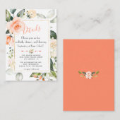 Chic Waterverf Coral Floral Lijst Wedding Details Informatiekaartje (Voorkant / Achterkant)
