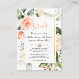 Chic Waterverf Coral Floral Lijst Wedding Details Informatiekaartje