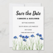 Chic Waterverf Cornflower Wildbloemen Weddenschap Save The Date (Voorkant)