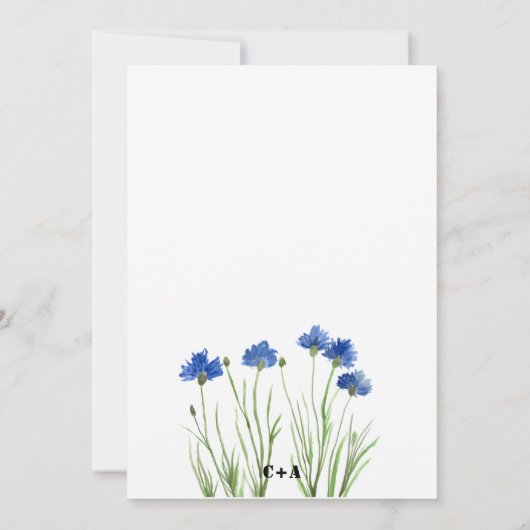 Chic Waterverf Cornflower Wildbloemen Weddenschap Save The Date (Achterkant)