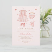 Chic Waterverf Cute Boho Clothes Girl Baby shower Kaart (Staand voorkant)