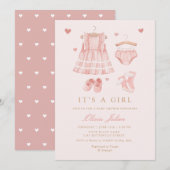 Chic Waterverf Cute Boho Clothes Girl Baby shower Kaart (Voorkant / Achterkant)