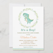 Chic Waterverf Cute Dinosaur Boy Baby shower Kaart (Voorkant)