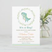 Chic Waterverf Cute Dinosaur Boy Baby shower Kaart (Staand voorkant)