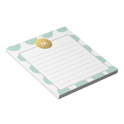 Chic Waterverf en Gold Monogram Min Notitieblok (Schuin)