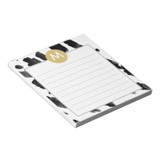 Chic Waterverf en Gold Monogram Notitieblok (Schuin)