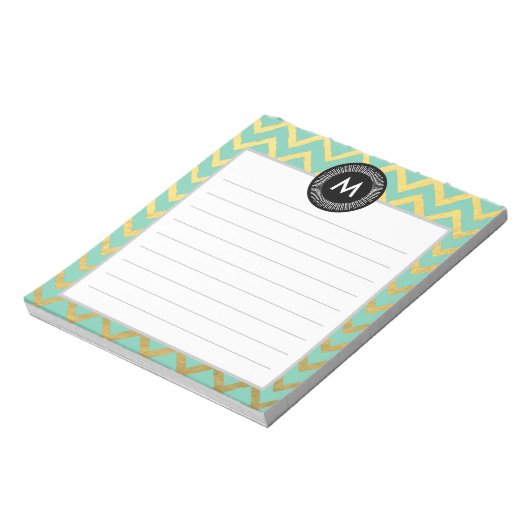 Chic Waterverf en Gold Monogram Notitieblok (Linkerzijde)
