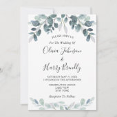 Chic Waterverf Eucalyptus Bloom Wedding Kaart (Voorkant)