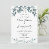 Chic Waterverf Eucalyptus Bloom Wedding Kaart (Staand voorkant)
