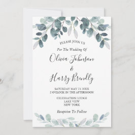 Chic Waterverf Eucalyptus Bloom Wedding Kaart
