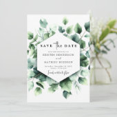 Chic Waterverf Eucalyptus digitale bruiloft Save The Date (Staand voorkant)