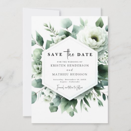 Chic Waterverf Eucalyptus digitale bruiloft Save The Date (Voorkant)