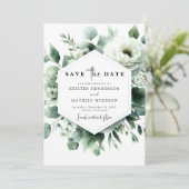 Chic Waterverf Eucalyptus digitale bruiloft Save The Date (Staand voorkant)