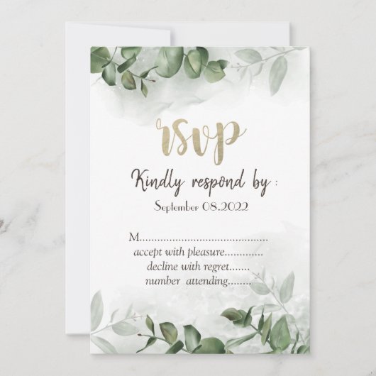 Chic Waterverf Eucalyptus Greenery RSVP Kaart (Voorkant)