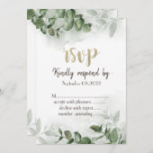 Chic Waterverf Eucalyptus Greenery RSVP Kaart (Voorkant / Achterkant)